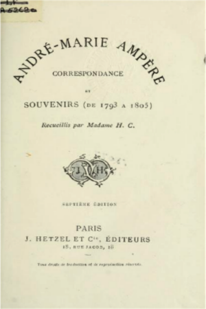 Œ2V- AMPERE - Correspondance et souvenirs de 1793 a 1805