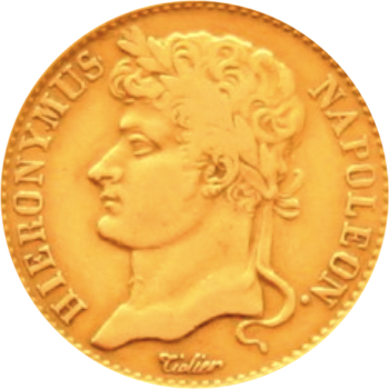EVT2- Pièce d'or du royaume de Westphalie avec l'image Jérôme